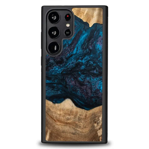 Wood and resin case for Samsung Galaxy S23 Ultra Bewood Unique Neptune - navy blue and black - Cell phone cases