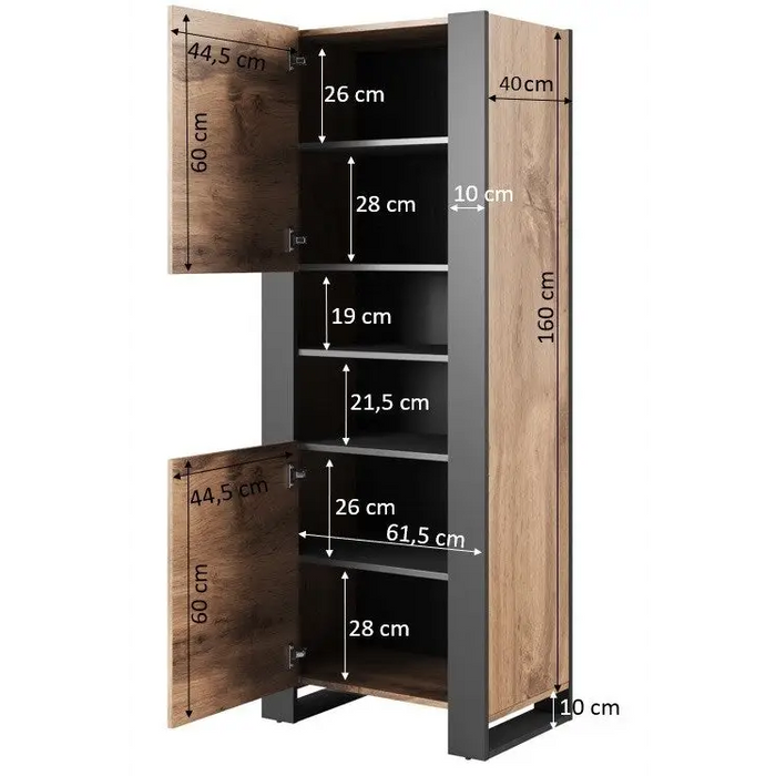 WOOD bookcase 65x40x170,5 oak wotan + anthracite - Wooden shelvesRGA-DRE<<<ShelvesRGA<<<ActionPL
