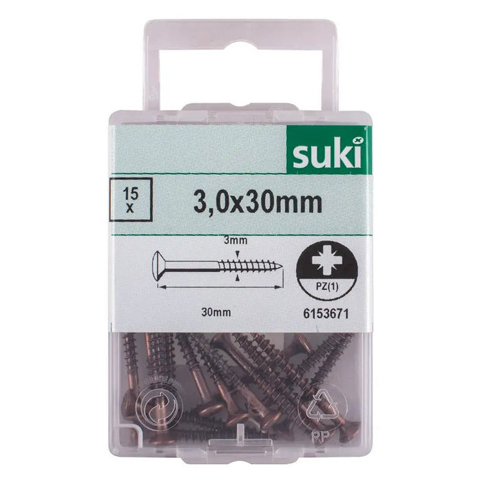 WOOD SCREW 3X30 MM SUKI 15 PCS - Винтове<<<Винтове и болтови съединения<<<Инструменти и железария<<<Praktiker