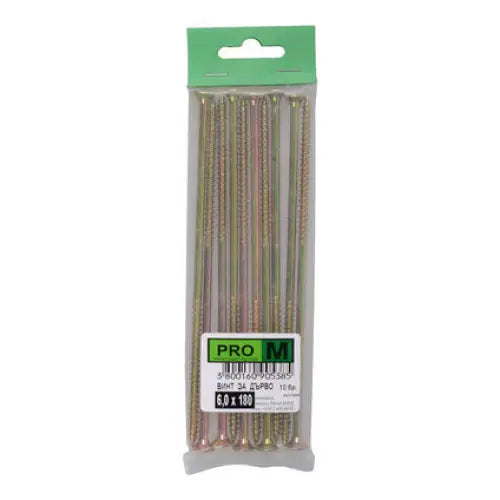 WOOD SCREW 6X180 MM PRO M 10 PCS - Винтове<<<Винтове и болтови съединения<<<Инструменти и железария<<<Praktiker