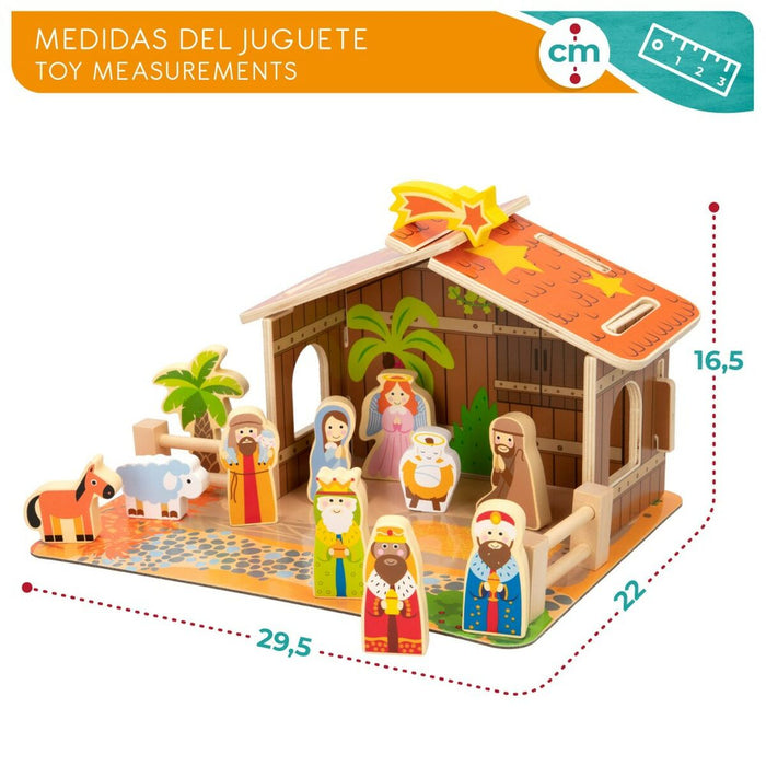 Christmas nativity set Woomax Wood 29,5 x 16,5 x 22 cm (20 Pieces) (6 Units)