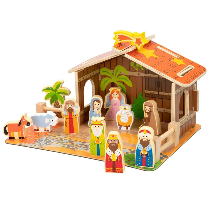 Christmas nativity set Woomax Wood 29,5 x 16,5 x 22 cm (20 Pieces) (6 Units)