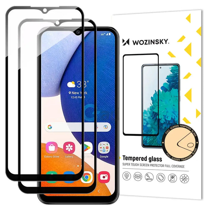 Wozinsky 2x Full Glue Tempered Glass Samsung Galaxy A14 5G / A14 9H Full Screen Tempered Glass with Black Frame - Cell