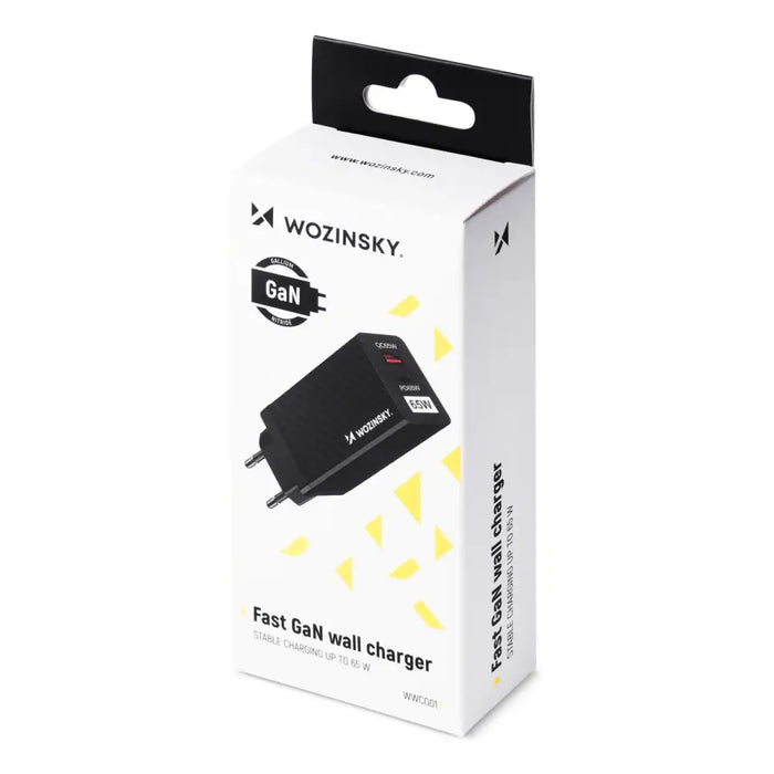 Wozinsky 65W GaN charger with USB ports USB C supports QC 3.0 PD black (WWCG01) - Cell phone USB charger<<<HurtelXML