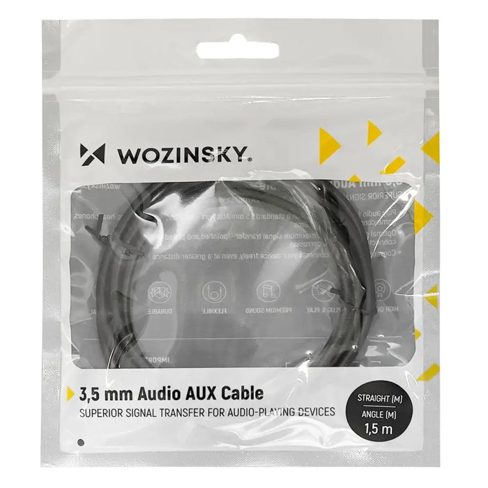 Wozinsky AUX cable angled (male-male) mini jack cable 2 m black - Audio cables<<<HurtelXML