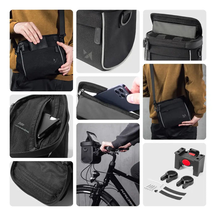 Wozinsky bicycle handlebar bag bike shoulder bag black (WBHBB-01) - Torby rowerowe<<<HurtelXML&&&Bags