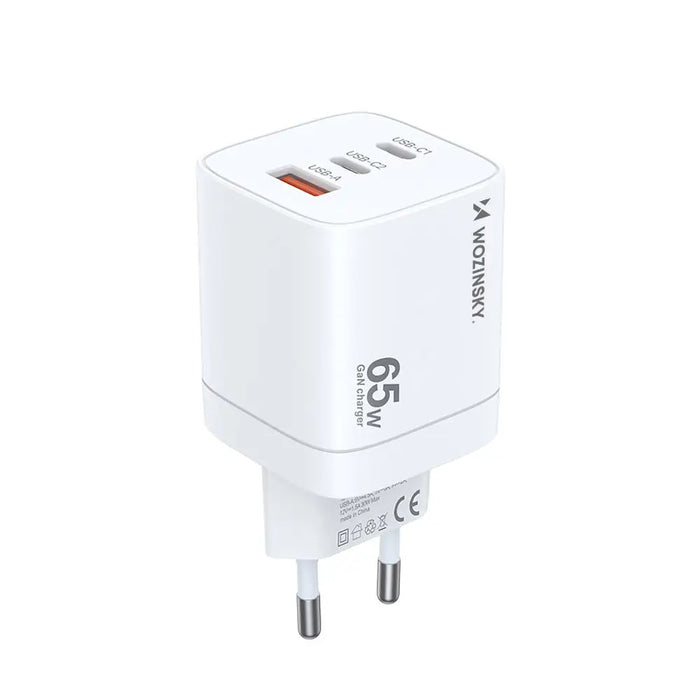 Wozinsky CGWCW 65W GaN Wall Charger USB-A / 2 x USB-C - White - Cell phone USB charger<<<HurtelXML