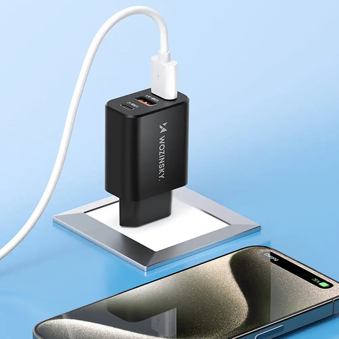 Wozinsky CWCUCB 30W USB-C / 2 x USB-A wall charger - black - Cell phone USB charger<<<HurtelXML