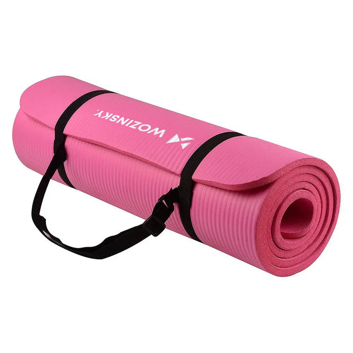 Wozinsky exercise mat 181 x 63 x 0.9 cm thick gymnastic yoga mat pink - Akcesoria sportowe<<<HurtelXML