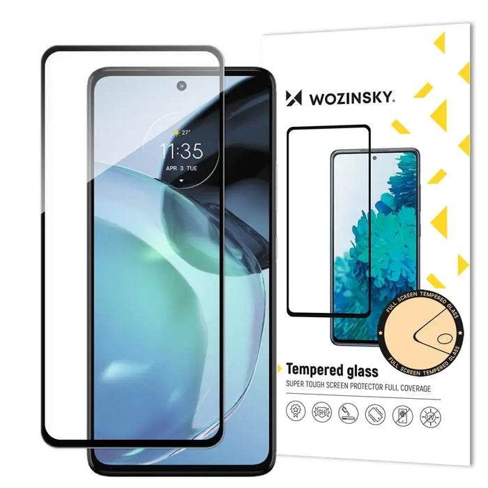 Wozinsky Full Glue Tempered Glass Tempered Glass For Motorola Moto G72 9H Full Screen Protector With Black Frame - Cell
