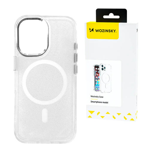 Wozinsky Glitter Case with Mag Safe for Samsung Galaxy S24 FE - Clear with Glitter - Cell phone cases