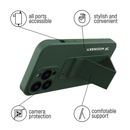 Wozinsky Kickstand Case iPhone 12 mini silicone case with stand mint - Cell phone cases and covers<<<HurtelXML