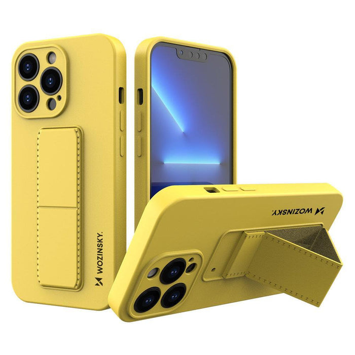 Wozinsky Kickstand Case iPhone 13 Pro Max Yellow Silicone Case with Stand - Cell phone cases and covers<<<HurtelXML