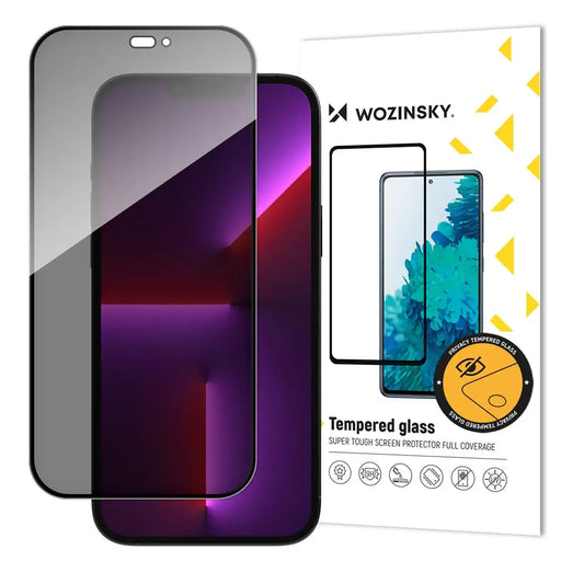 Wozinsky Privacy Glass Tempered Glass for iPhone 14 Pro with Anti Spy Privatizing Filter - Cell phone tempered