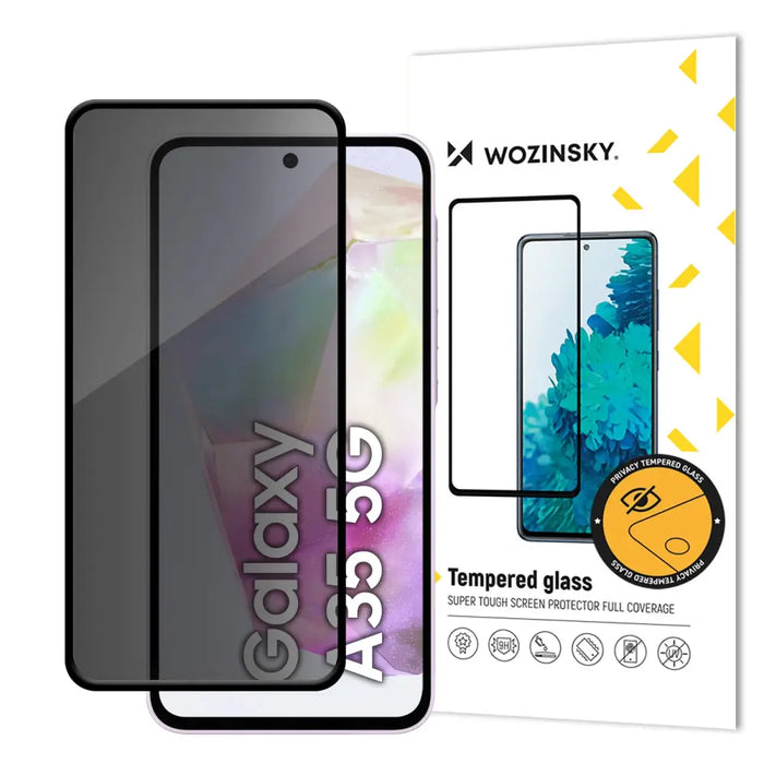 Wozinsky Privacy Glass Tempered Glass Privacy with Anti-spy Filter for Samsung Galaxy A35 - Cell phone tempered