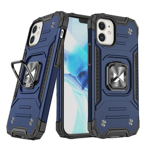 Wozinsky Ring Armor case for iPhone 14 armored cover magnetic holder ring blue - Cell phone cases and covers<<<HurtelXML