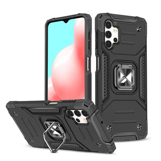 Wozinsky Ring Armor Case Kickstand Tough Rugged Cover for Samsung Galaxy A32 4G black - Cell phone cases