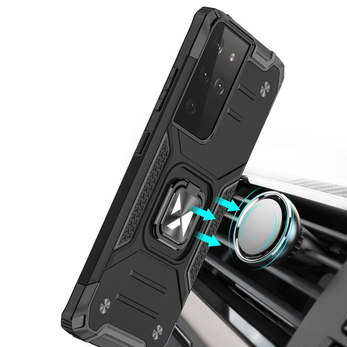 Wozinsky Ring Armor tough hybrid case cover + magnetic holder for Samsung Galaxy S22 Ultra black - Cell phone cases