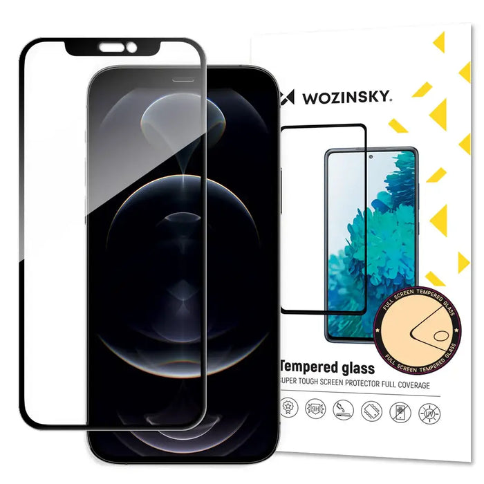 Wozinsky Super Durable Full Glue Tempered Glass Full Coverage with Frame Case Friendly iPhone 16e / 14 / 13 Pro