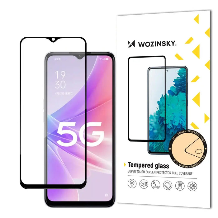 Wozinsky Super Durable Full Glue Tempered Glass Full Screen With Frame Case Friendly Realme Narzo 50 Black - Cell phone
