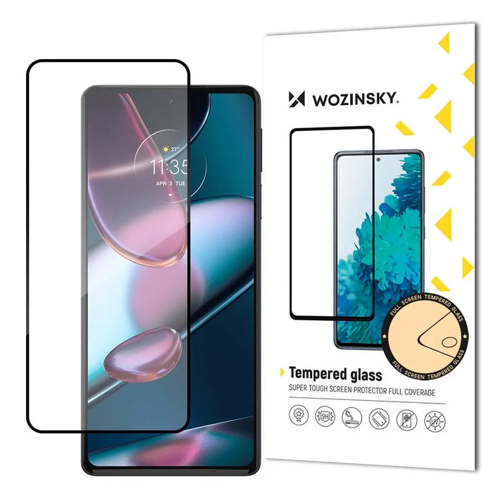 Wozinsky super durable Full Glue tempered glass full screen with frame Case Friendly Motorola Edge 30 black - Cell