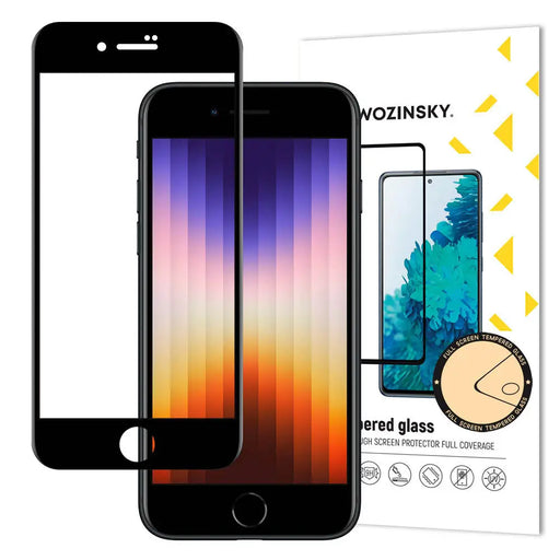 Wozinsky Super Durable Full Glue Tempered Glass Full Screen with Frame Case Friendly iPhone SE 2022 / SE 2020 / iPhone