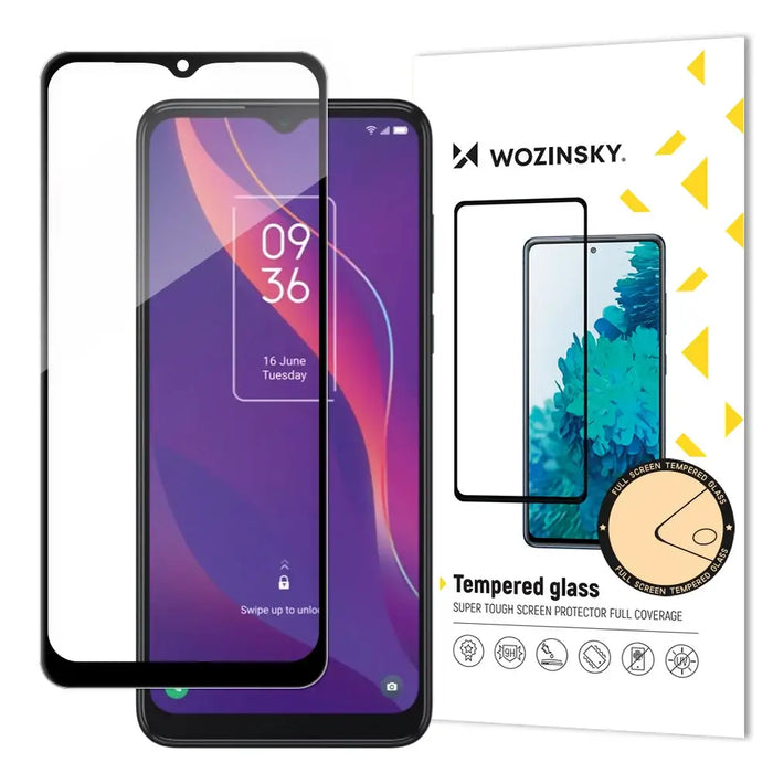Wozinsky super tough Full Glue tempered glass full screen with frame Case Friendly TCL 306 black - Cell phone tempered