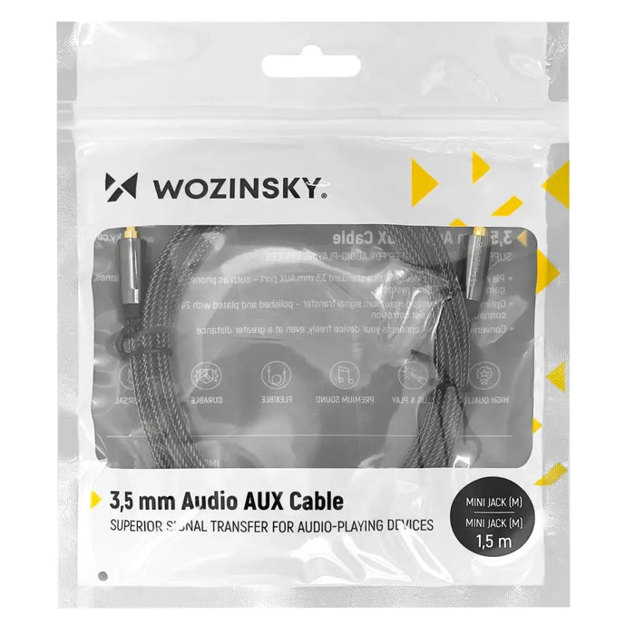 Wozinsky universal mini jack cable 2x AUX cable 1.5 m black - Audio cables<<<HurtelXML