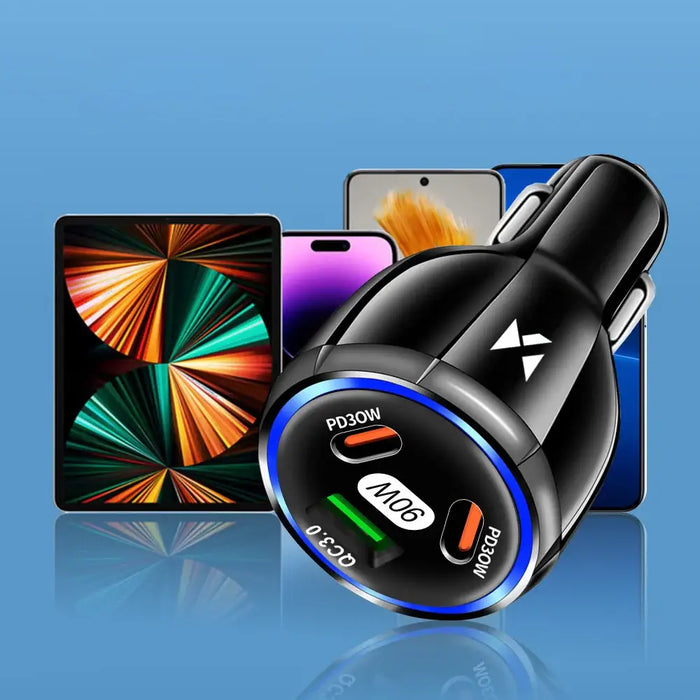 Wozinsky WCCCA car charger 2x USB-C 1x USB-A 90W PD QC - black - Cell phone USB charger<<<HurtelXML