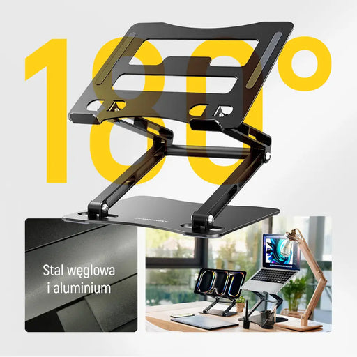 Wozinsky WRS-CPY75DSB Aluminum Laptop and Tablet Stand + Free Smartphone Stand - Black - Stands and tables