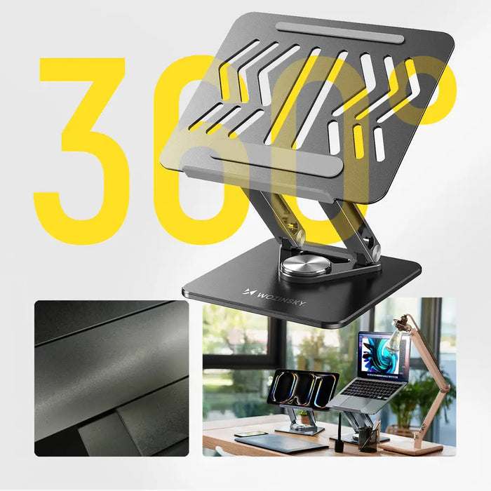 Wozinsky WRS-CPY84SB 360 Aluminum Laptop and Tablet Stand + Free Smartphone Stand - Black - Stands and tables