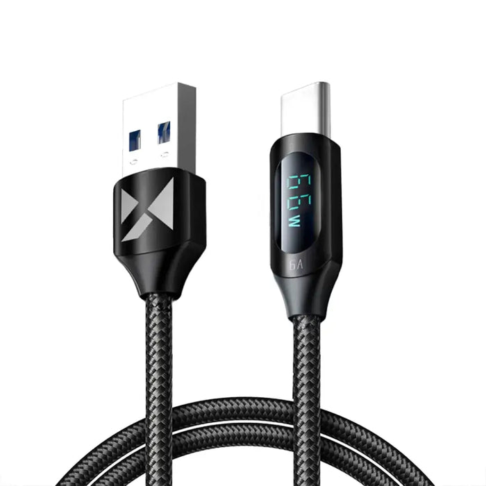 Wozinsky WUACC1 USB A - USB C Cable with Display 66W 6A 1m - Black - Cell phone cables<<<HurtelXML