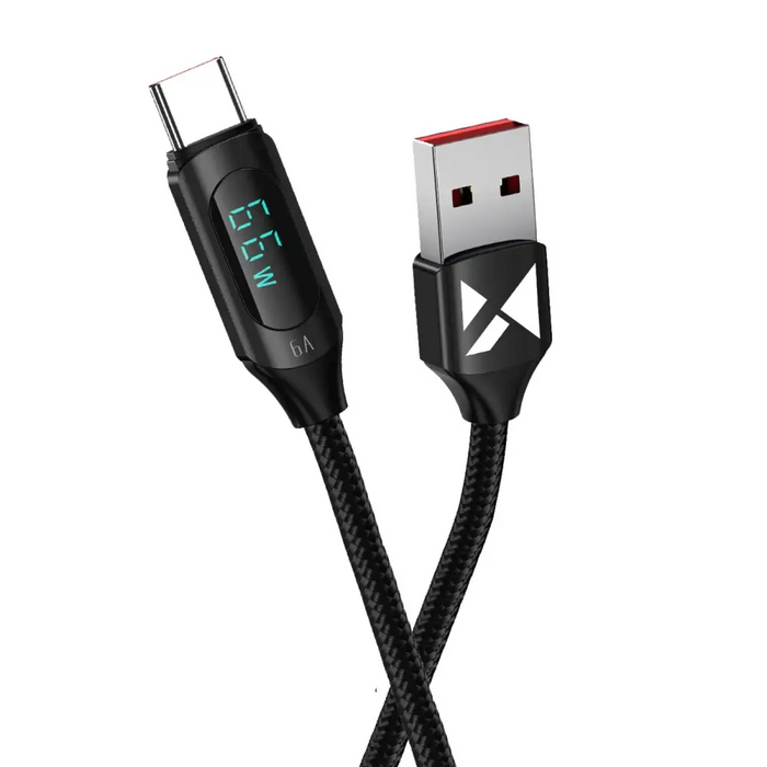 Wozinsky WUACC1 USB A - USB C Cable with Display 66W 6A 1m - Black - Cell phone cables<<<HurtelXML