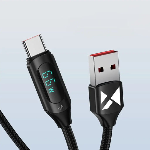 Wozinsky WUACC1 USB A - USB C Cable with Display 66W 6A 1m - Black - Cell phone cables<<<HurtelXML