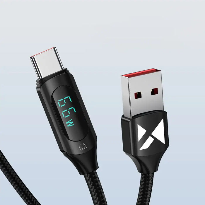 Wozinsky WUACC1 USB A - USB C Cable with Display 66W 6A 1m - Black - Cell phone cables<<<HurtelXML