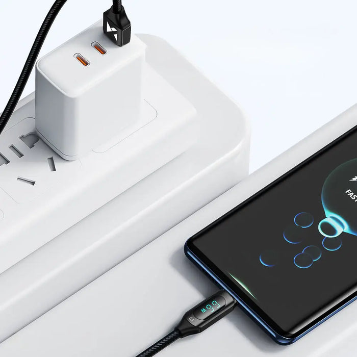 Wozinsky WUACC2 USB A - USB C Cable with Display 66W 6A 2m - Black - Cell phone cables<<<HurtelXML