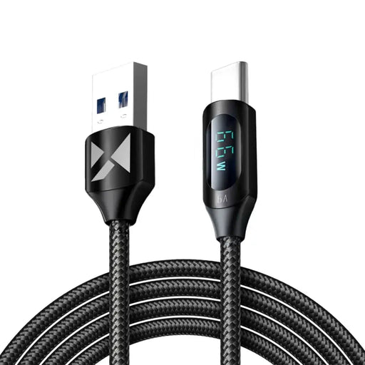 Wozinsky WUACC2 USB A - USB C Cable with Display 66W 6A 2m - Black - Cell phone cables<<<HurtelXML