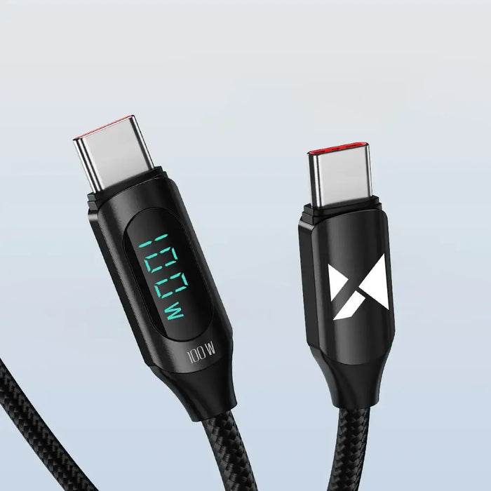 Wozinsky WUCCC1 USB-C - USB-C PD 100W 480Mb/s cable 1m with display - black - Cell phone cables<<<HurtelXML