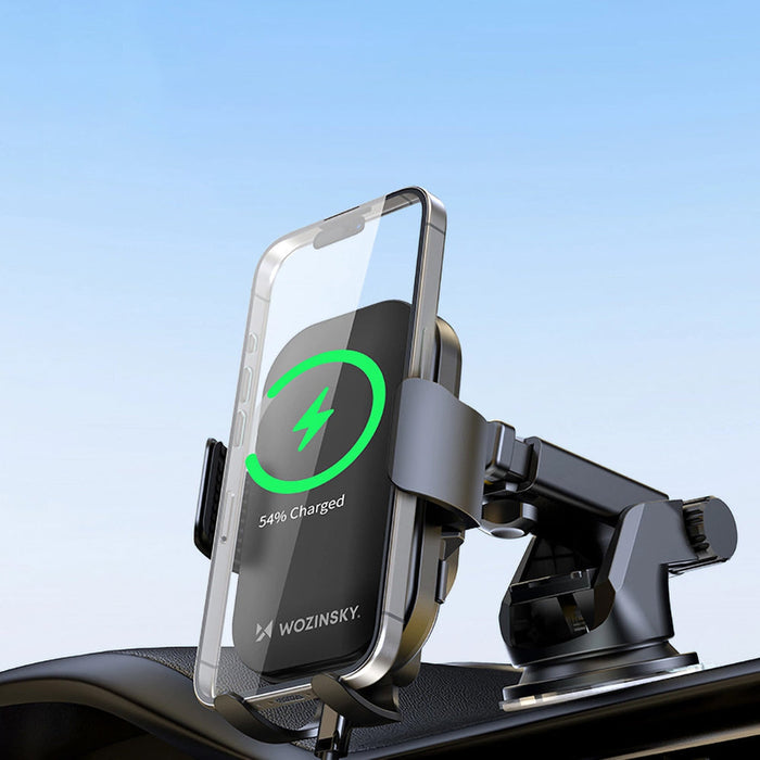 Wozinsky WUMID Car Dashboard Phone Holder with 15W Inductive Charger - Black - Uchwyty samochodowe z ładowarką Qi