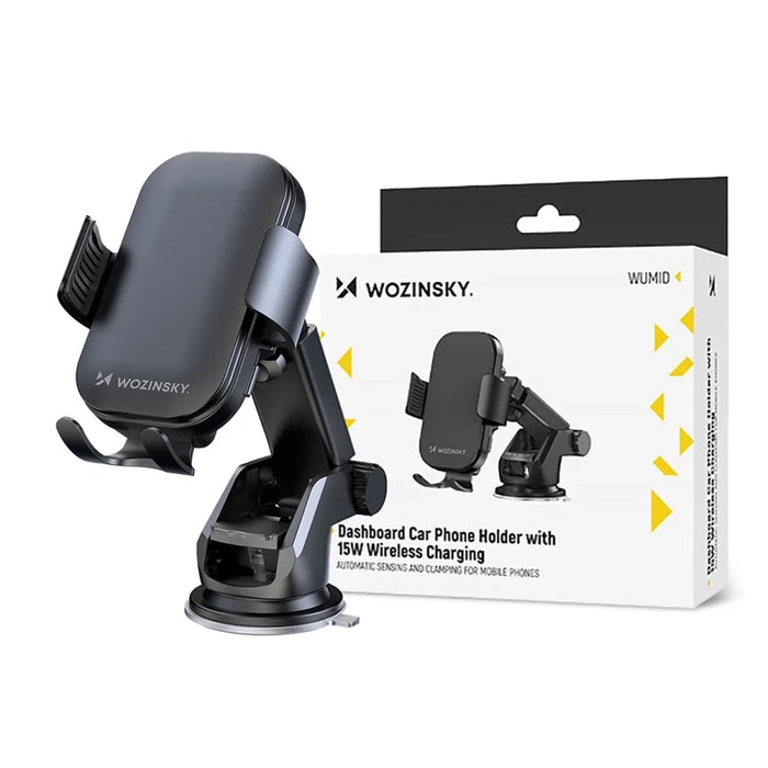 Wozinsky WUMID Car Dashboard Phone Holder with 15W Inductive Charger - Black - Uchwyty samochodowe z ładowarką Qi