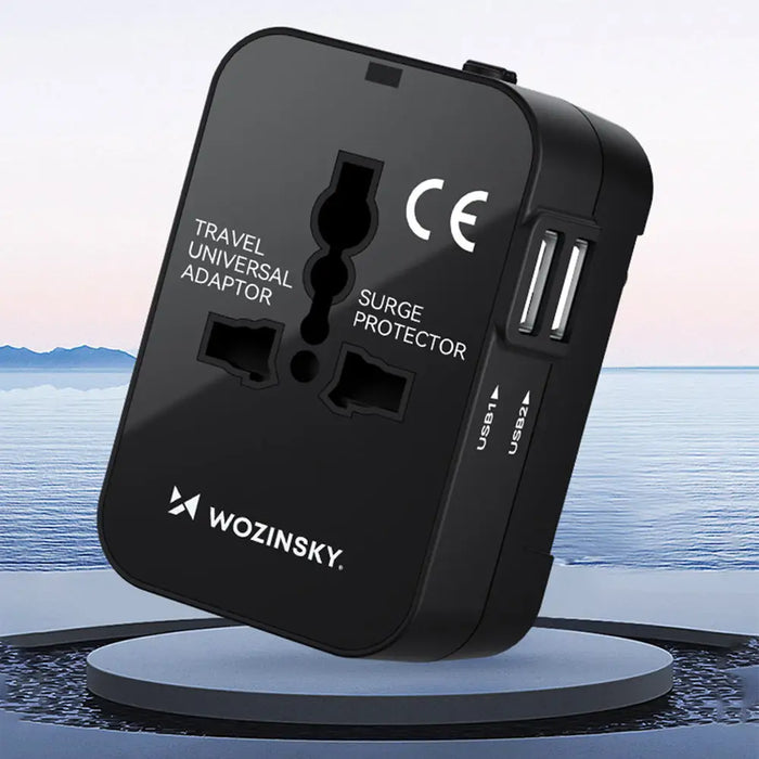 Wozinsky WUTWC travel adapter universal 24W EU / US / AUS / UK / 2x USB-A - black - Cell phone USB charger<<<HurtelXML