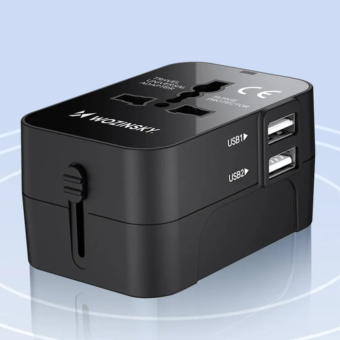 Wozinsky WUTWC travel adapter universal 24W EU / US / AUS / UK / 2x USB-A - black - Cell phone USB charger<<<HurtelXML