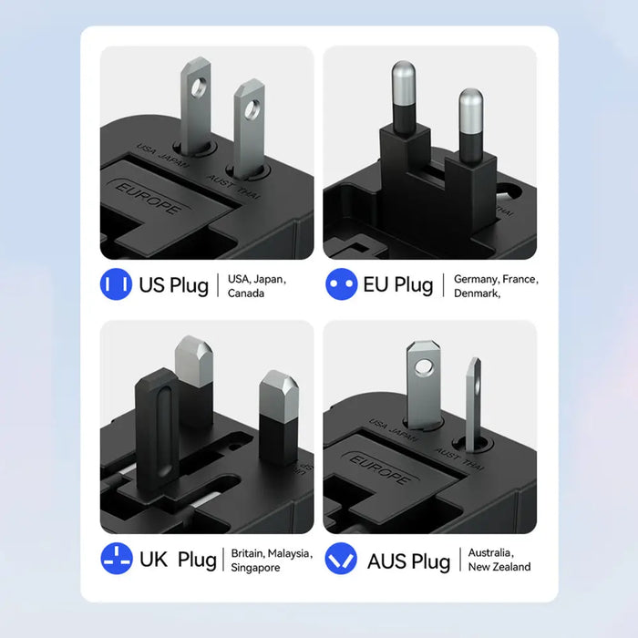 Wozinsky WUTWC travel adapter universal 24W EU / US / AUS / UK / 2x USB-A - black - Cell phone USB charger<<<HurtelXML