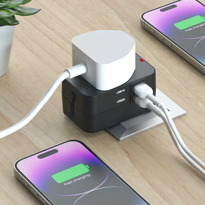 Wozinsky WUTWC travel adapter universal 24W EU / US / AUS / UK / 2x USB-A - black - Cell phone USB charger<<<HurtelXML