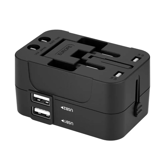 Wozinsky WUTWC travel adapter universal 24W EU / US / AUS / UK / 2x USB-A - black - Cell phone USB charger<<<HurtelXML