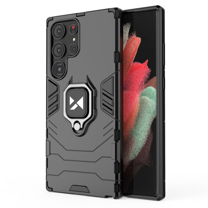 Wozinsky Ring Armor case for Samsung Galaxy S23 Ultra armored cover magnetic holder ring black