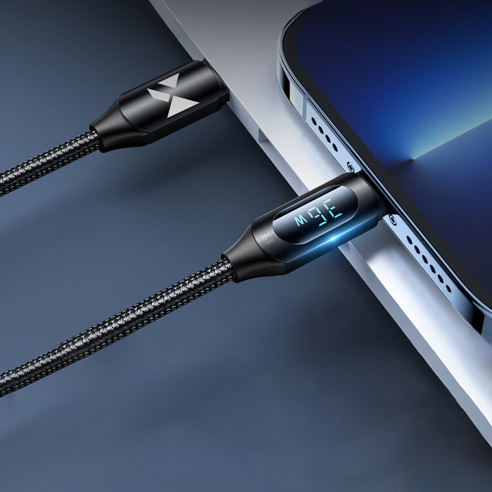 Wozinsky WUCLC2 Lightning - USB-C 36W 480Mb/s cable 2m with display - black