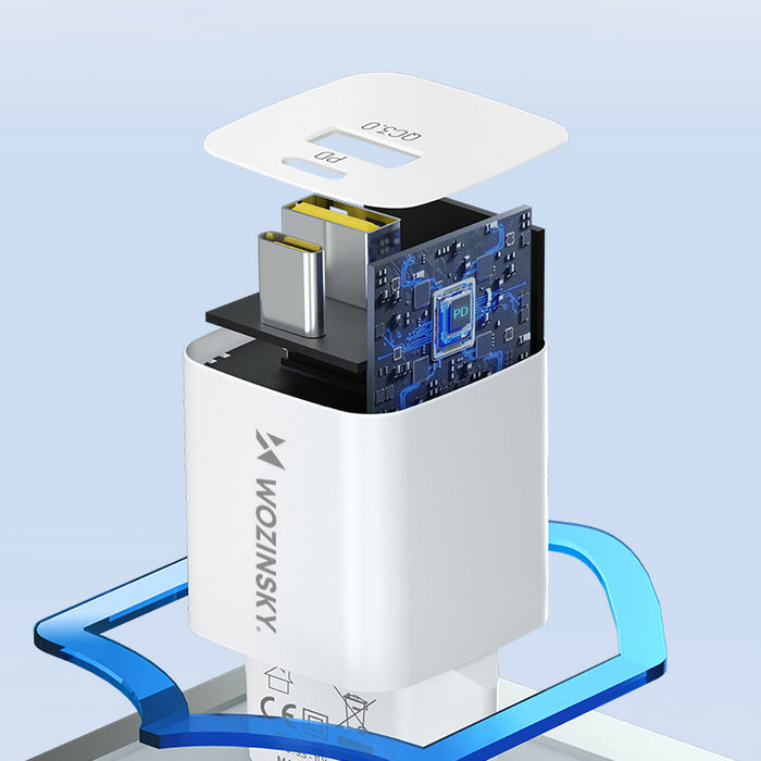 Wozinsky WWCEAC GaN USB-A USB-C 33W wall charger - white