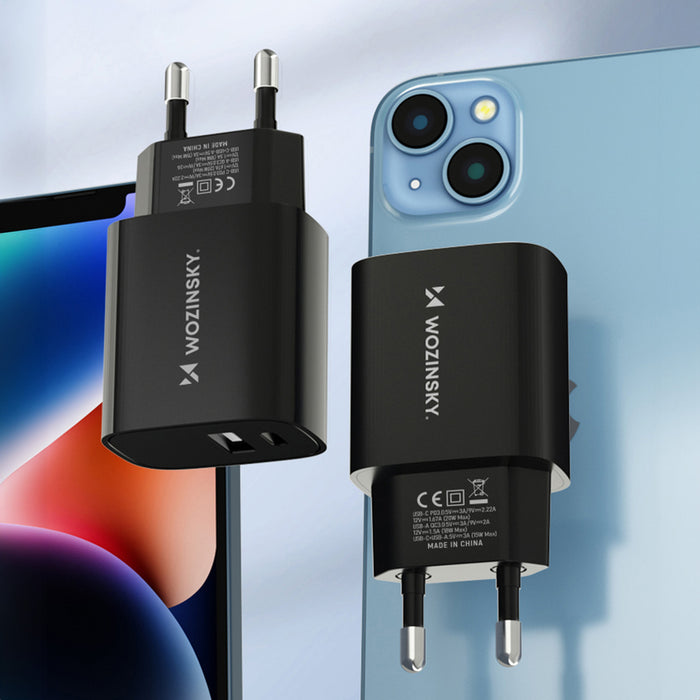 Wozinsky WGWCB USB-A USB-C 20W wall charger - black