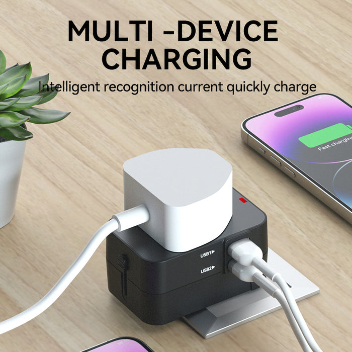 Wozinsky WUTWC travel adapter universal 24W EU / US / AUS / UK / 2x USB-A - black